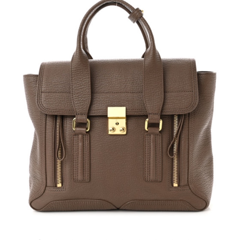 3.1 Philip Lim - Textured Calfskin Medium Pashli Satchel Taupe